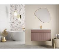Meuble sous vasque suspendu strié rose - 80 cm - SATARA