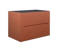 Vente-unique - Meuble sous Vasque Suspendu strié Terracotta - 80 cm - PAVANI