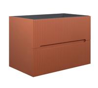 Meuble sous vasque suspendu strié terracotta - 80 cm - PAVANI