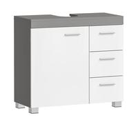 Meuble sous vasque - VASAGLE - 3 Grands Tiroirs - 2 Compartiments - Blanc et Gris Ciment