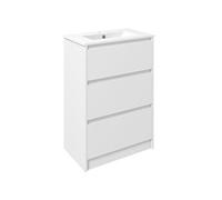 Meuble sous-vasque - vasque céramique incluse - 2 tiroirs - dim. 61L x 37l x 88H cm - blanc laqué