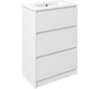 Meuble sous-vasque - vasque céramique incluse - 2 tiroirs - dim. 61L x 37l x 88H cm - blanc laqué Blanc G