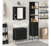 Meuble Sous-Vasque Vidaxl Chêne Noir 60x30x60 Cm Bois D'ingénierie, Meuble De Salle De Bain Vidaxl Chêne Noir 33x33x185,5 Cm Bois D'ingénierie