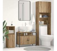 vidaXL Armoire lavabo - Chêne artisanal, bois d'ingénierie, cadre acier, gain de place