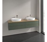 Villeroy und Boch sous vasque Antao K28011HL 160x36x50cm, plan vasque couleur chêne miel, laqué mat vert feuille