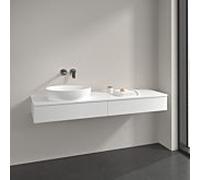 Meuble sous-vasque Villeroy et Boch Antao L15050MT 160x19x50cm, trou pour robinetterie, plan vasque laqué, blanc laqué mat
