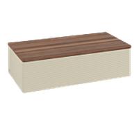 Meuble sous-vasque Villeroy et Boch Antao L40102HJ 100x26,8x50cm, plan vasque couleur noyer chaud, laqué mat gris soie