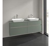 Meuble sous vasque Villeroy und Boch Collaro C123B0AF 160x54,8x50cm, pour 2 Waschtische , éclairage LED 12W, vert tendre