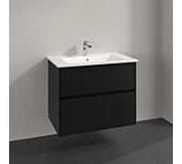 Meuble sous-vasque Villeroy und Boch Collaro C144B0VL 76,1x61x48cm, vasque centrée, éclairage LED 5,5W, noir volcan