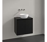 Meuble sous-vasque Villeroy et Boch Collaro C150B0VL 60x54,8x38cm, vasque centrale, éclairage LED 4,2W, noir volcan