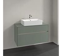 Meuble sous-vasque Villeroy und Boch Collaro C125B0AF 100x54,8x50cm, meuble sous-vasque centré, éclairage LED 7,3W, vert tendre