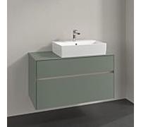 Meuble sous-vasque Villeroy und Boch Collaro C127B0AF 100x54,8x50cm, vasque à droite, éclairage LED 7,3W, vert tendre