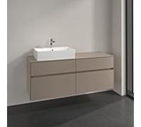 Meuble sous-vasque Villeroy und Boch Collaro C132B0VM 140x54,8x50cm, vasque à gauche, éclairage LED 10,4W, taupe
