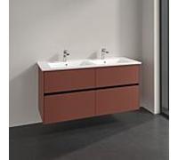 Meuble sous-vasque Villeroy und Boch Collaro C147B0AH 126,1 x 61 x 48 cm, vasque centrale, éclairage LED 9,4 W, bordeaux
