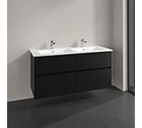 Meuble sous-vasque Villeroy und Boch Collaro C147B0VL 126,1 x 61 x 48 cm, vasque centrale, éclairage LED 9,4 W, noir volcan