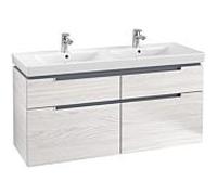 Meuble sous-vasque Villeroy und Boch Subway 2.0 A91700E8 128,7 x 59 x 44,9 cm, poignée argent mat, bois blanc