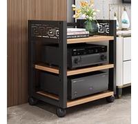 Meuble stéréo à 5 niveaux avec support multimédia AV - Rack audio roulant avec étagère d'angle réglable pour lecteur CD multi-niveaux pour home cinéma et systèmes de divertissement