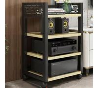 Meuble stéréo à plusieurs niveaux pour composants AV - Rack audio roulant réglable pour lecteur CD et stockage multimédia - Tour audio HiFi sur pied avec étagère d'angle