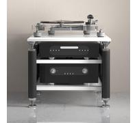 Meuble stéréo de qualité supérieure - Support audio/vidéo moderne pour home cinéma - Tour de rangement DVD et étagère d'angle - Meuble TV élégant noir et blanc (62 x 57 x 56 cm)