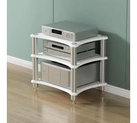 Meuble Stéréo Hi-Fi, Rack Audio 4 Niveaux avec Contrôle des Vibrations | Design multi-étages, finition bois robuste, amortissement des vibrations, adapté HIFI(White,23.6x18.9x24.4in)