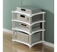 Meuble Stéréo Hi-Fi, Rack Audio 4 Niveaux avec Contrôle des Vibrations | Design multi-étages, finition bois robuste, amortissement des vibrations, adapté HIFI(White,23.6x18.9x33.5in)