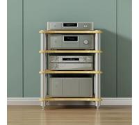Meuble Stéréo Hi-Fi, Rack Audio 4 Niveaux avec Contrôle des Vibrations | Design multi-étages, finition bois robuste, amortissement des vibrations, adapté HIFI(Natural,23.6x18.9x33.5in)