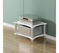 Meuble Stéréo Hi-Fi, Rack Audio 4 Niveaux avec Contrôle des Vibrations | Design multi-étages, finition bois robuste, amortissement des vibrations, adapté HIFI(White,23.6x18.9x15.7in)