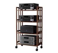 Meuble stéréo HiFi - Tour multimédia AV à 4 niveaux avec roulettes - Support de rangement pour home cinéma - Support de rangement pour CD - Centre de divertissement mobile pour systèmes stéréo à