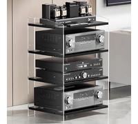 Meuble stéréo, Meuble ModernStay, Tour de Support Stereo-Rack, Meuble stéréo HomeRack réglable avec Support pour Platine Vinyle, Tour pour décodeur DVD/Console de Jeux, Panneau latéral en AC