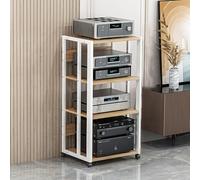Meuble stéréo moderne et support pour tourne-disque AV Media Console CD Rack d'angle pour la maison Finition blanche élégante 89 cm de haut