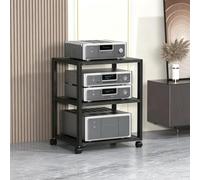 Meuble stéréo rack audio, support multimédia 2-5 niveaux pour composants AV | Étagères modulables, support stéréo haute résistance, design mobile, rack amplificateur Hi-Fi, platine CD-vinyle(3 Tier)