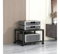 Meuble stéréo rack audio, support multimédia 2-5 niveaux pour composants AV | Étagères modulables, support stéréo haute résistance, design mobile, rack amplificateur Hi-Fi, platine CD-vinyle(2 Tier)