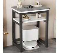 Meuble Support pour Robot Aspirateur, Étagère de Rangement au-dessus du Robot Aspirateur, Table d’Appoint Moderne pour Canapé, Table de Chevet en Métal, pour Salon et Bureau à Domicile(Gray/Black,60*8