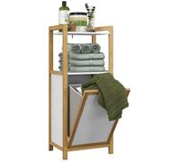 Meuble sur Pied en Bambou - HOMCOM - Panier à Linge - Salle de Bain Gain de Place - 2 étagères - dim. 40L x 30l x 86,5H cm
