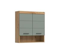 Meuble suspendu 2 portes 74x24x79 cm chêne brun et kaki - OLBO