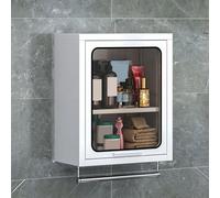 Meuble Suspendu Armoire Cuisine Rangement Acier Inoxydable Et Verre Porte À Ouverture Vers Le Haut Barre De Suspension Intégrée Au Bas for Garage, Atelier Charge Maximale : 30 Kg(White,40*18*50cm)