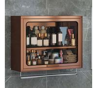 Meuble Suspendu Armoire Cuisine Rangement Acier Inoxydable Et Verre Porte À Ouverture vers Le Haut Barre De Suspension Intégrée Au Bas for Garage, Atelier Charge Maximale : 30 Kg(Gold,90 * 18 * 50cm)