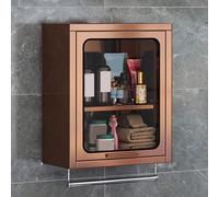 Meuble Suspendu Armoire Cuisine Rangement Acier Inoxydable Et Verre Porte À Ouverture vers Le Haut Barre De Suspension Intégrée Au Bas for Garage, Atelier Charge Maximale : 30 Kg(Gold,40 * 18 * 50cm)