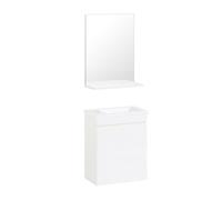 Meuble suspendu pour lavabo avec miroir effet bois blanc