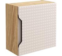 Meuble suspendu pour salle de bain 35 cm 1 porte chêne beige MDF moderne fraisé