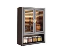 Meuble Suspendu Salle de Bain Colonne avec Portes en Acrylique Grande Capacité de Charge Armoire Cuisine Rangement Haut Métallique Facile à Monter pour Garage Atelier Cuisine(Black,40x14x50cm)