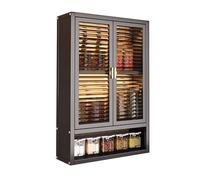 Meuble Suspendu Salle de Bain Colonne avec Portes en Acrylique Grande Capacité de Charge Armoire Cuisine Rangement Haut Métallique Facile à Monter pour Garage Atelier Cuisine(Black,50x14x70cm)