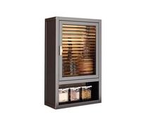 Meuble Suspendu Salle de Bain Colonne avec Portes en Acrylique Grande Capacité de Charge Armoire Cuisine Rangement Haut Métallique Facile à Monter pour Garage Atelier Cuisine(Black,30x14x50cm)