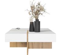 MEUBLE TABLE BASSE DRAW 85x40x85cm CHÊNE BLANC MAT