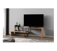 Meuble télé PTIO - BOBOCHIC - Noir / Bois clair - Industriel - Loft - Porte(s) - 140 cm