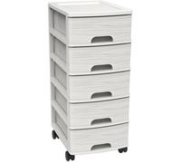 Meuble/Tour de rangement à roulettes 5 tiroirs - Blanc - 26,7 x 36 x 62,8 cm