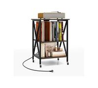 Meuble De Rangement Tourne-Disque Costway Station De Charge Intégrée&table D'appoint En Métal, Pour Bureau&salon 45x40x34cm Gris Multicolore