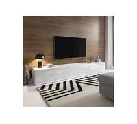 Meuble TV 1 abattant avec LED 240x40x35 cm blanc - STINA