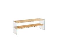 - Meuble TV 1 étagère Crustallia en verre et bois - Transparent et beige - Crustallia
