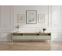 Meuble TV 1 porte 2 tiroirs 200 cm ANYRA pieds en bois massif vert BOBOCHIC Vert
